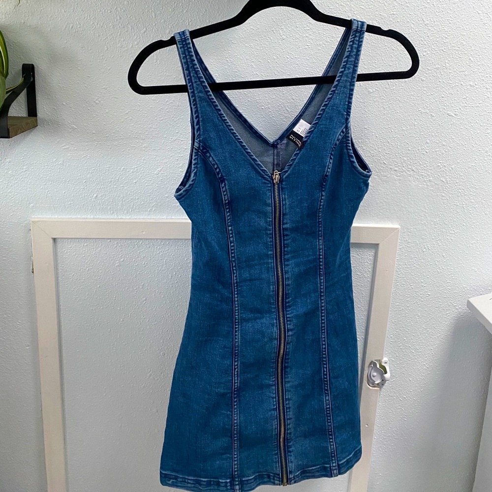 Zip Up Denim Dress